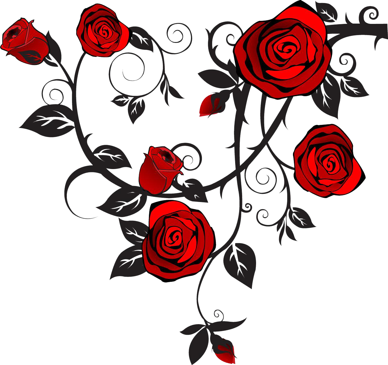 Liked Like Share - Rose Vine Vector Png (1282x1207), Png Download