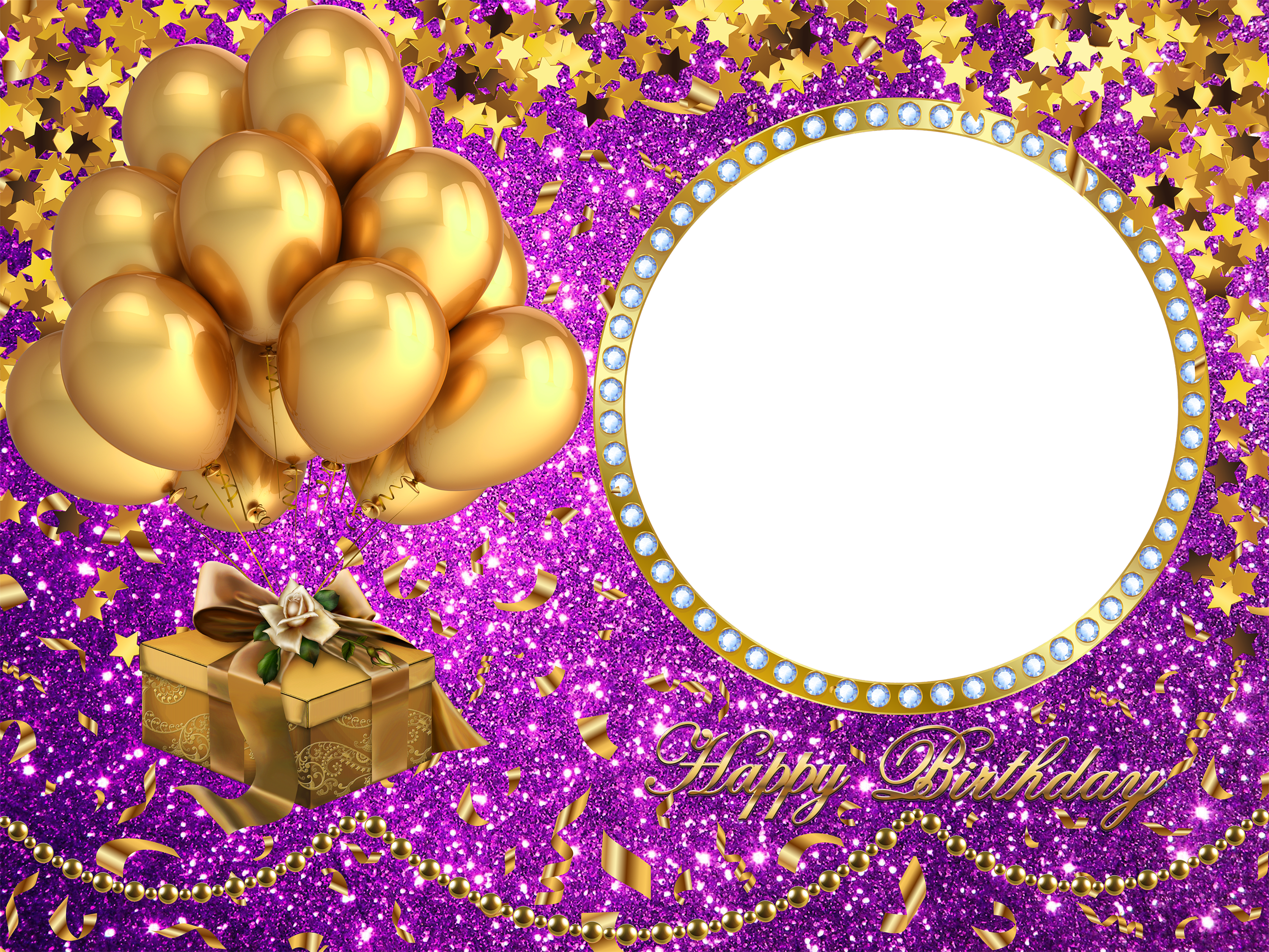 Download Happy Birthday Transparent Frame Gold Png Image With No Background Pngkey Com