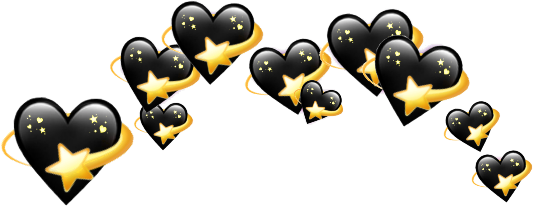 Black Hearts Heart Crown Crowns Emoji Tumblr Aest Png - Picsart Photo Studio (2896x2896), Png Download