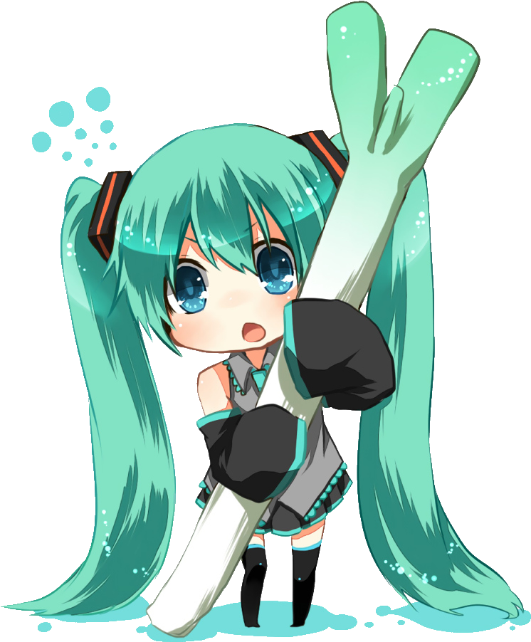 Hatsune Miku Chibi W Leeks - Hatsune Miku With Leek - Free Transparent ...