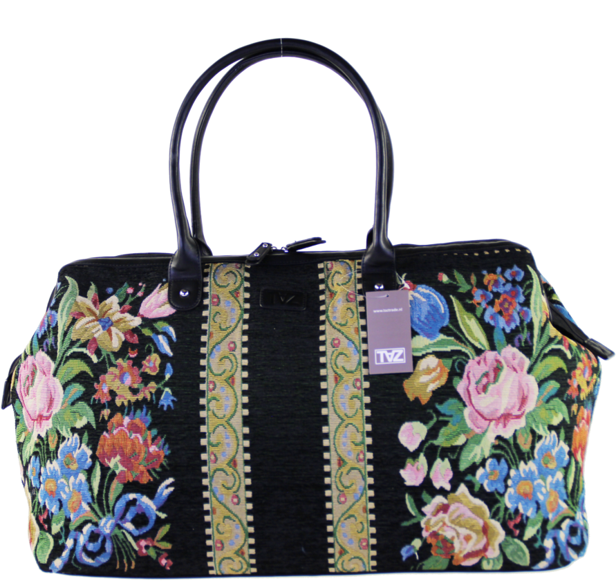 Taz Weekender Tapistry Flowers Vintage Look Black - Dooney And Bourke ...