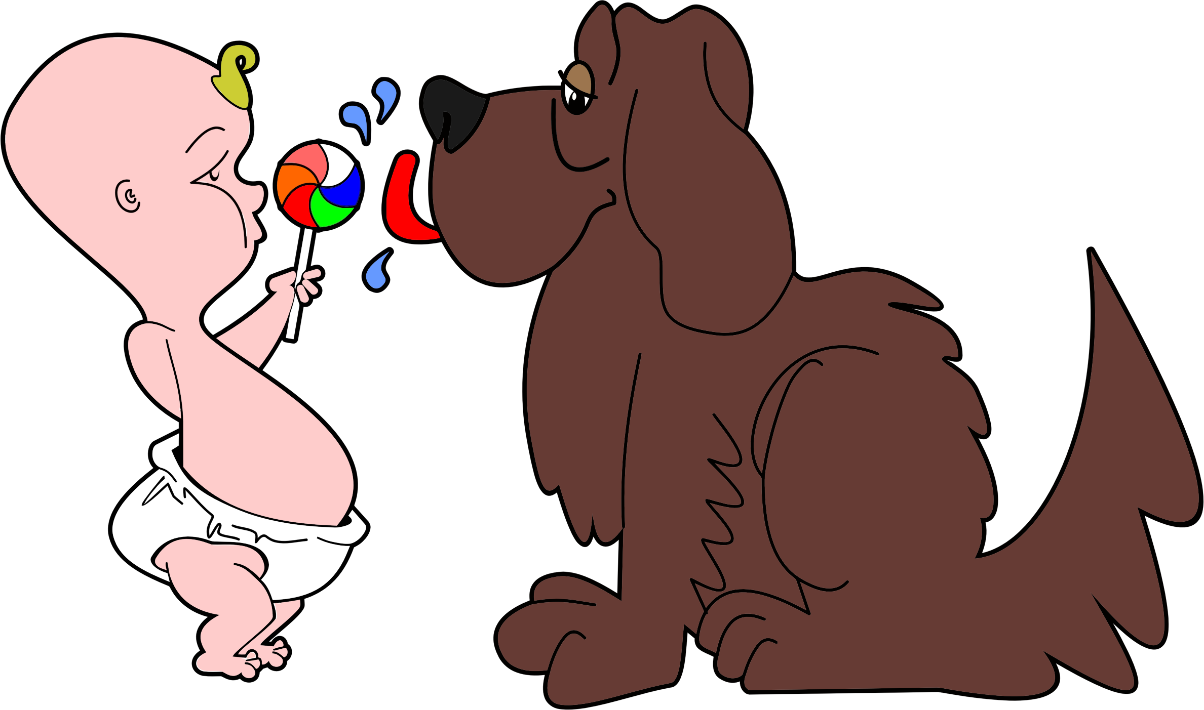 This Free Icons Png Design Of Dog Licking Babys Lollipop (2377x1403), Png Download