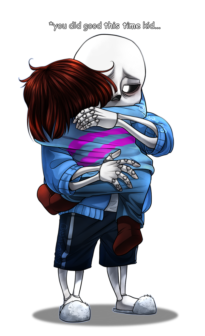 Download Freetoedit Undertale Sans Frisk Sansxfrisk Sad Undertale Frisk And Sans Hug Png Image With No Background Pngkey Com