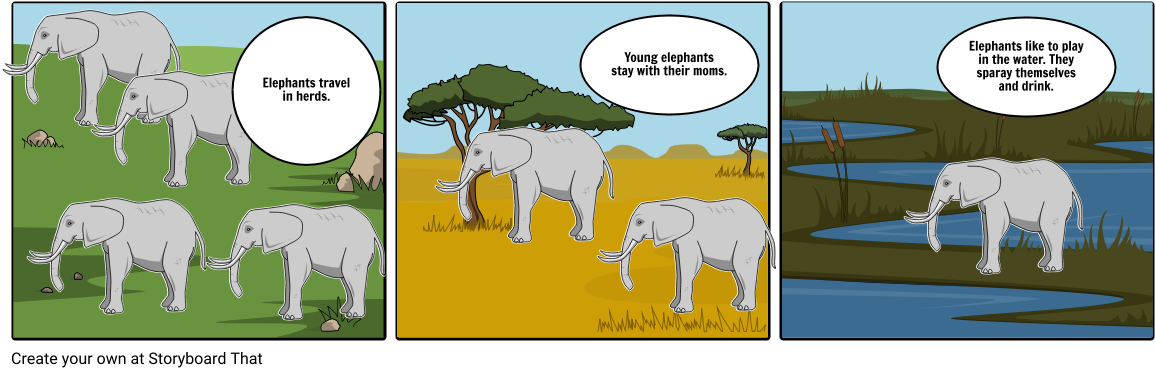 elephant herd cartoon