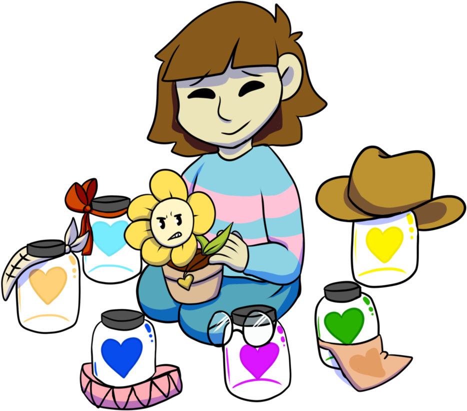 Download Frisk With The Other 6 Human Souls Flowey Undertale Undertale Faded Ribbon Png Image With No Background Pngkey Com