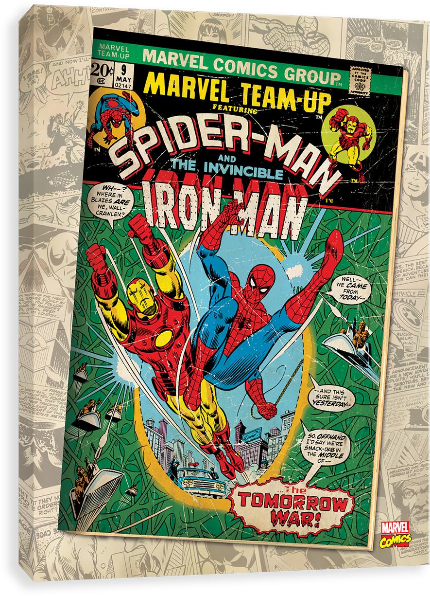 Download Amazing Spider-man And Invincible Iron Man - Icanvas Marvel Comic  Book Spider-man Marvel Team Up PNG Image with No Background 