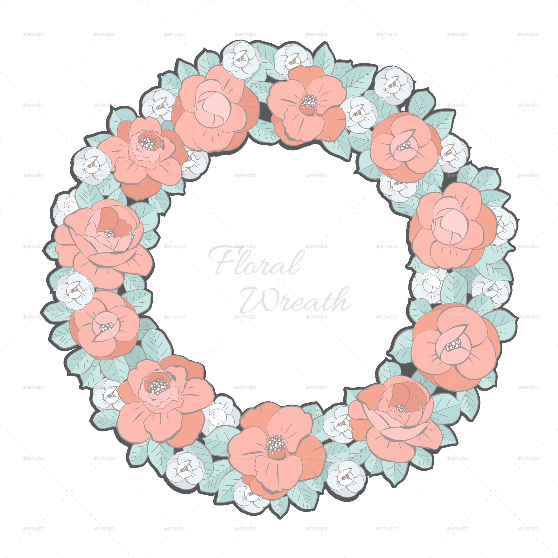 Floral Wreath Color Floral Wreath Color - Circle (2386x2385), Png Download