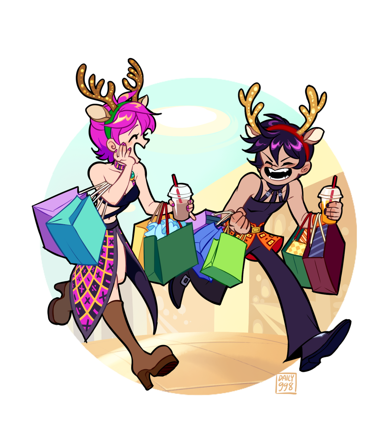 Download Christmas Kiddos Go Shopping Narancia And Trish Art Png Image With No Background Pngkey Com