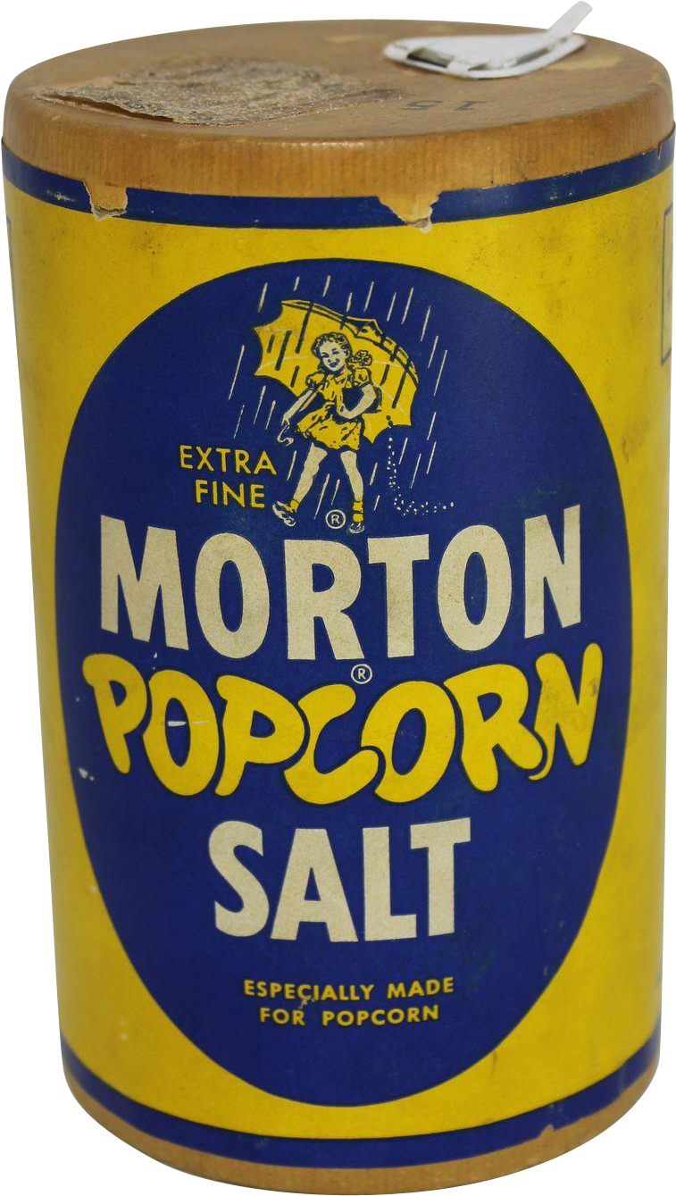 Vintage Morton Popcorn Salt Cardboard Container - Morton Salt Girl ...