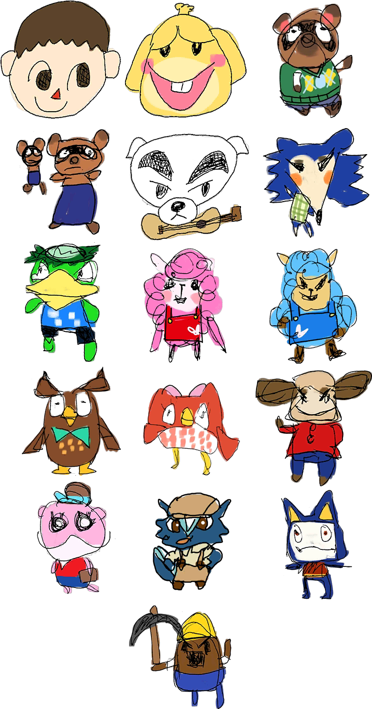 All Of Wario's Drawings Of The Animal Crossing - Cartoon - Free ...