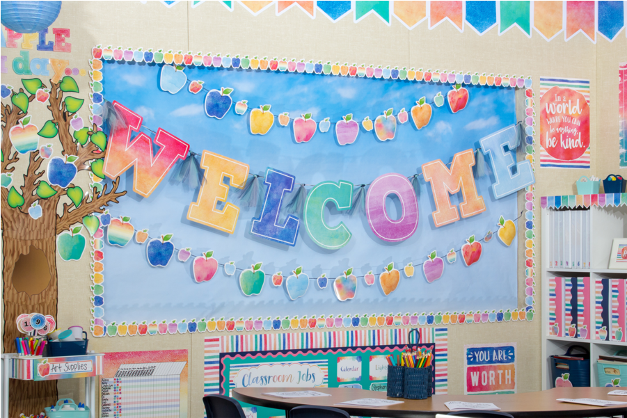 Watercolor Welcome Bulletin Board Display Set Alternate - Classroom ...