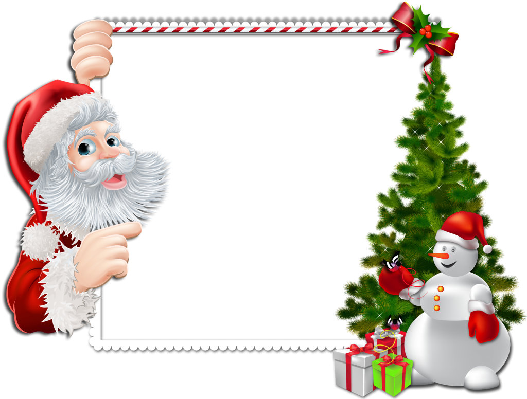 Download Large Christmas Png Frame With Santa And Snowman Marcos Para Tarjetas De Navidad Png Image With No Background Pngkey Com