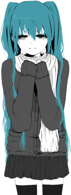 Anime Girl And Hatsune Miku Image - Anime Girl Crying Png - Free ...