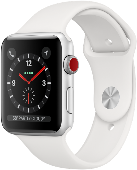 Apple Watch Series 3 Gps Cellular White Sport Band (866x1024), Png Download
