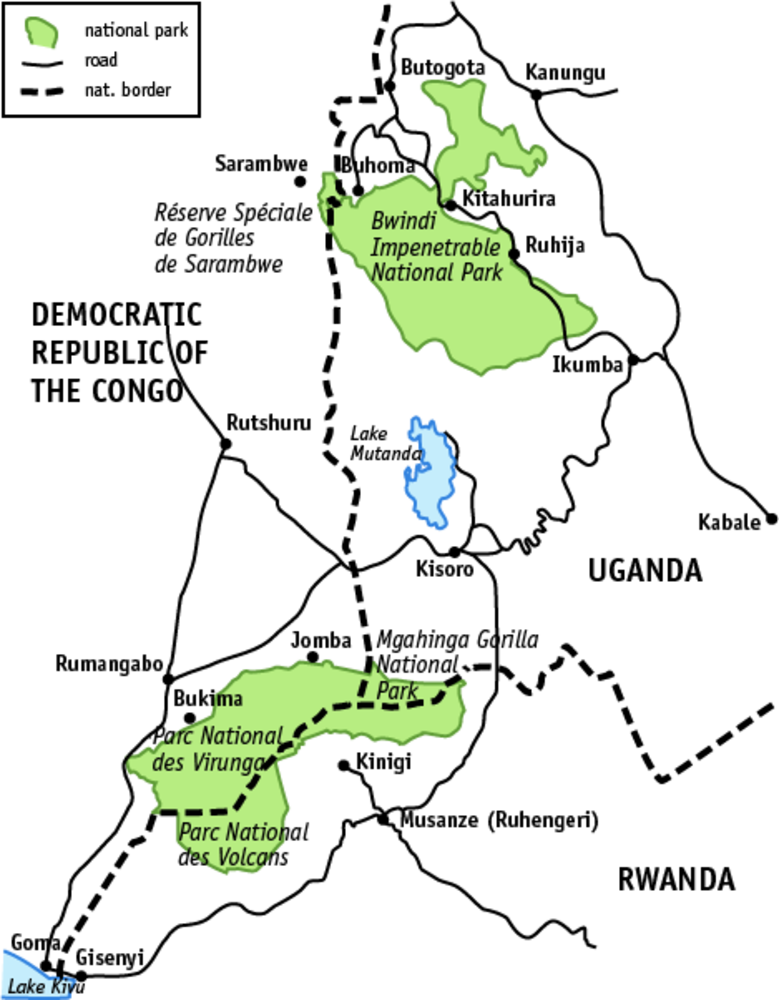 mountain gorilla habitat map