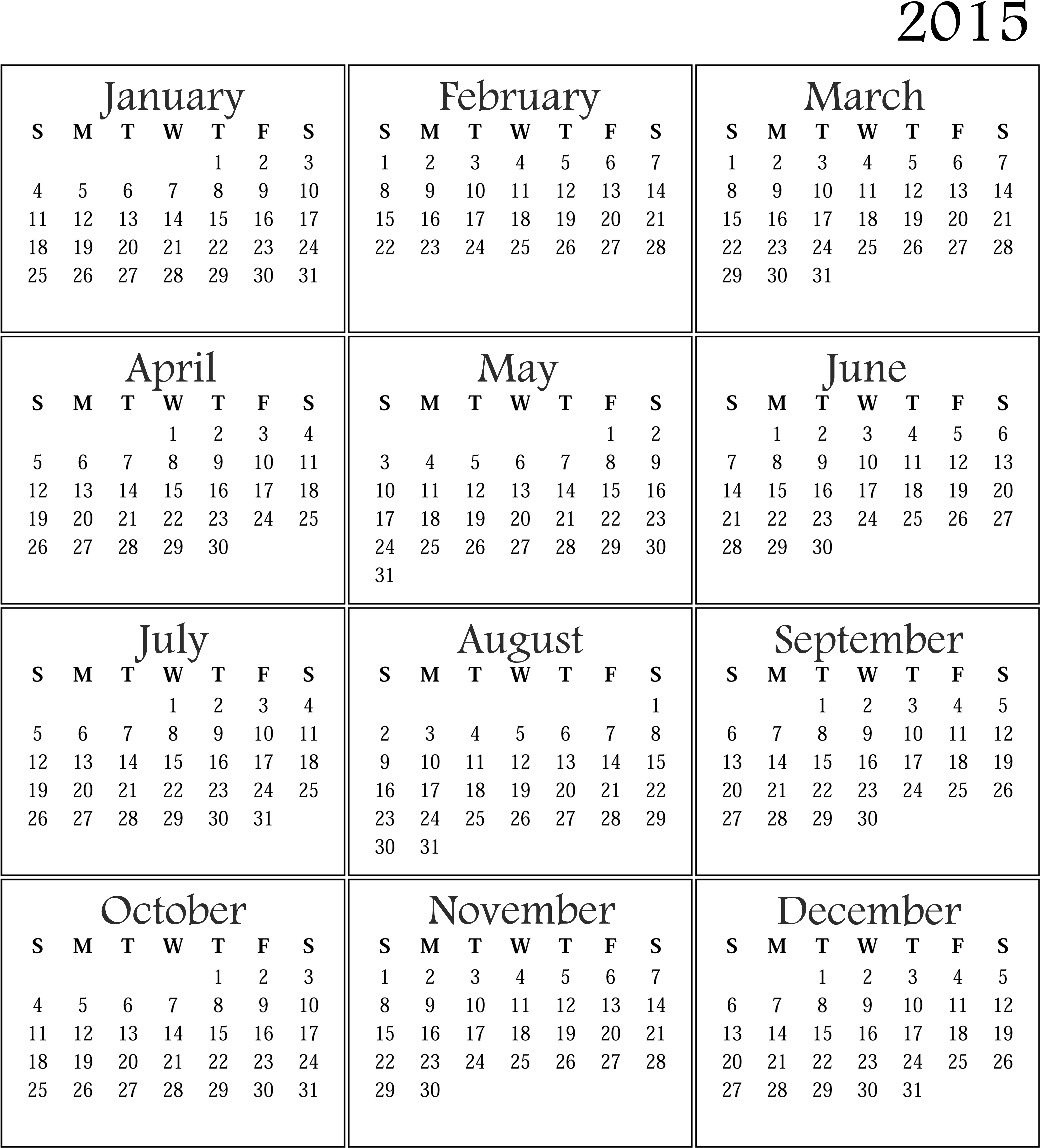 Yearly Printable Calendar - Calendar - Free Transparent PNG Download ...