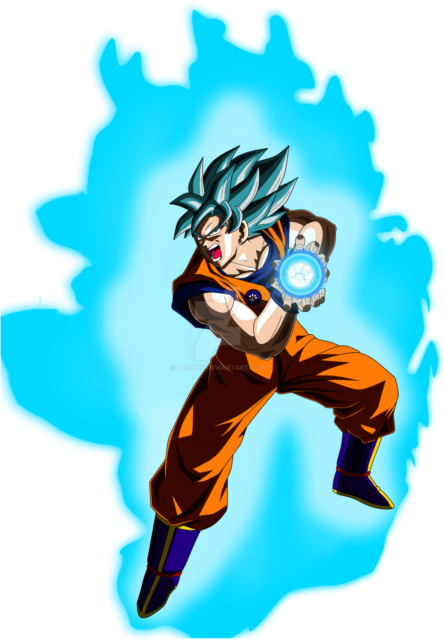 Download Goku Super Saiyan Blue Kamehameha Pose By Aashananimeart