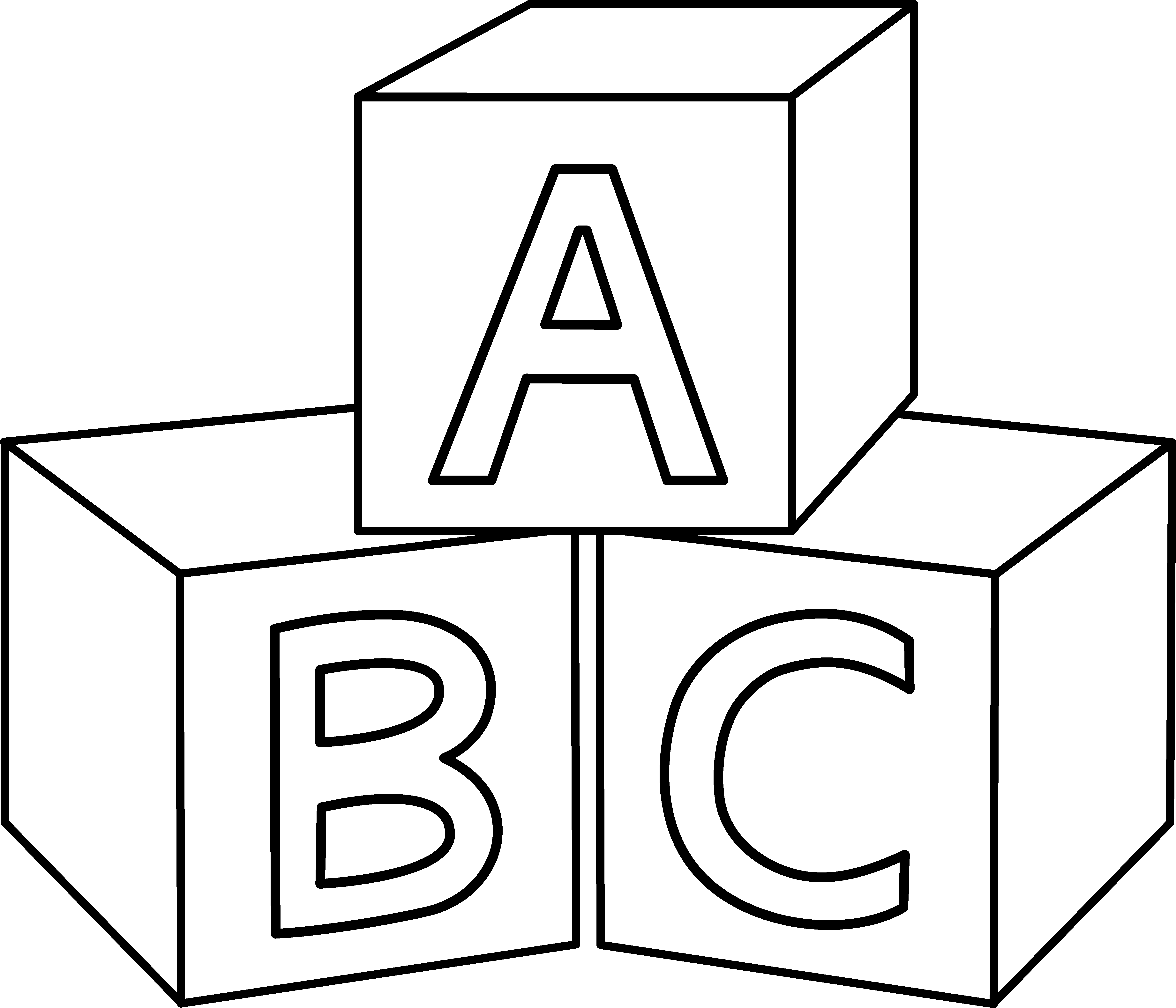 Download Abc Blocks Coloring Page Block Clipart Black And White Png Image With No Background