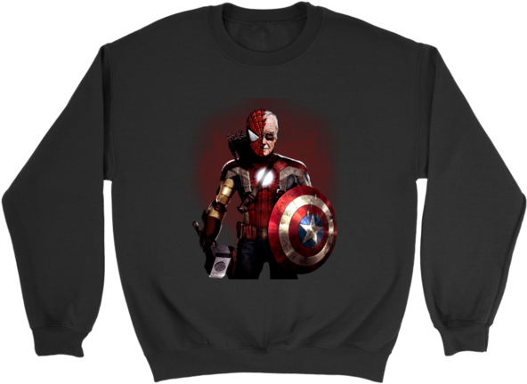 download stan lee marvel comic spider man captain america thor crew neck png image with no background pngkey com pngkey