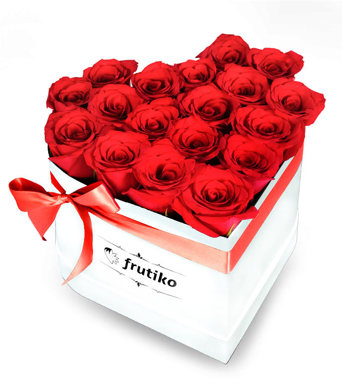 Red Roses White Heart Box - Garden Roses - Free Transparent PNG ...