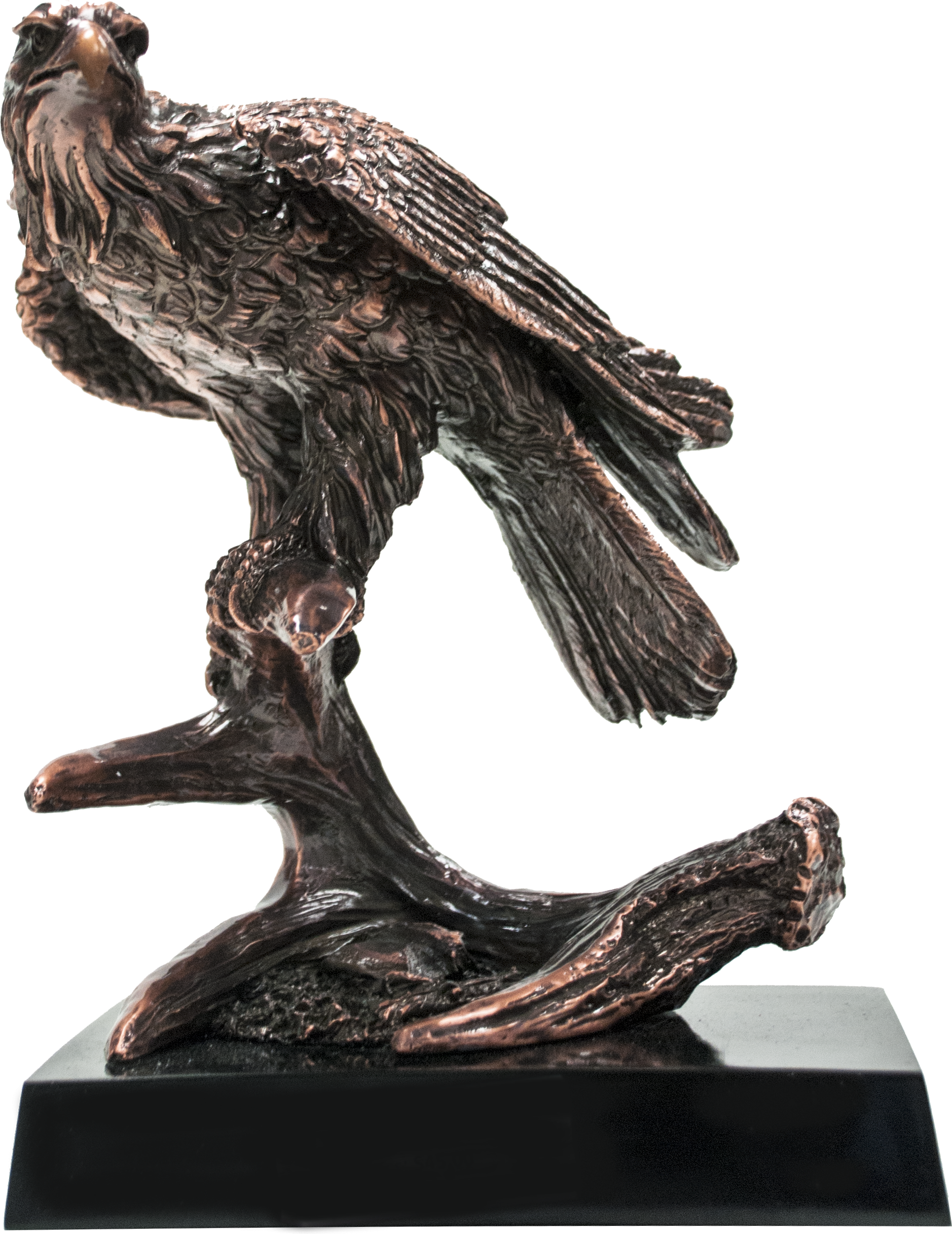 Bronze Hawk Sitting On Antler Statue (1878x2434), Png Download