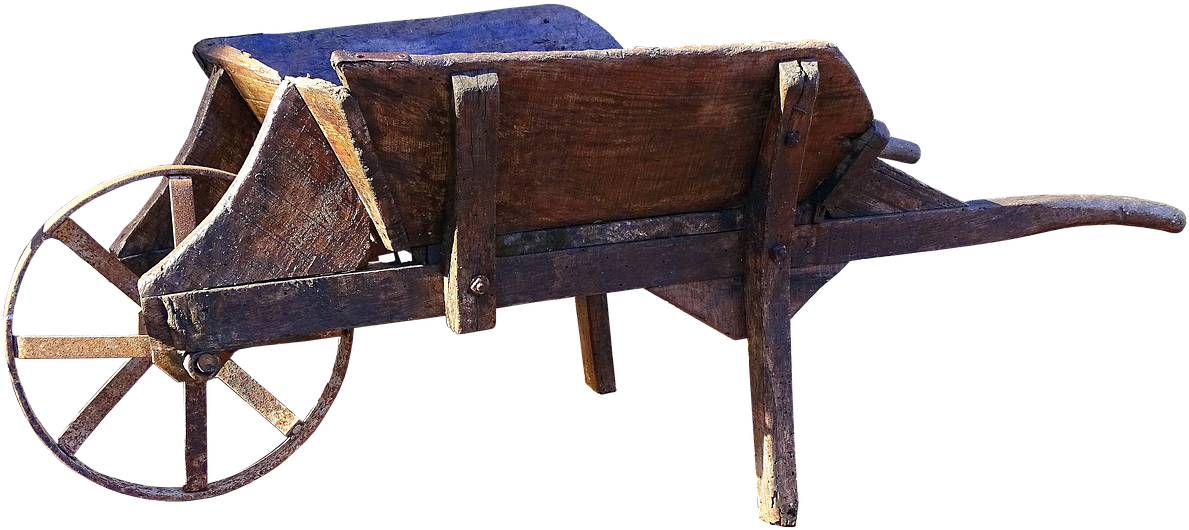 Wheelbarrow Old Wooden Cart - Schubkarre Alt (1280x595), Png Download