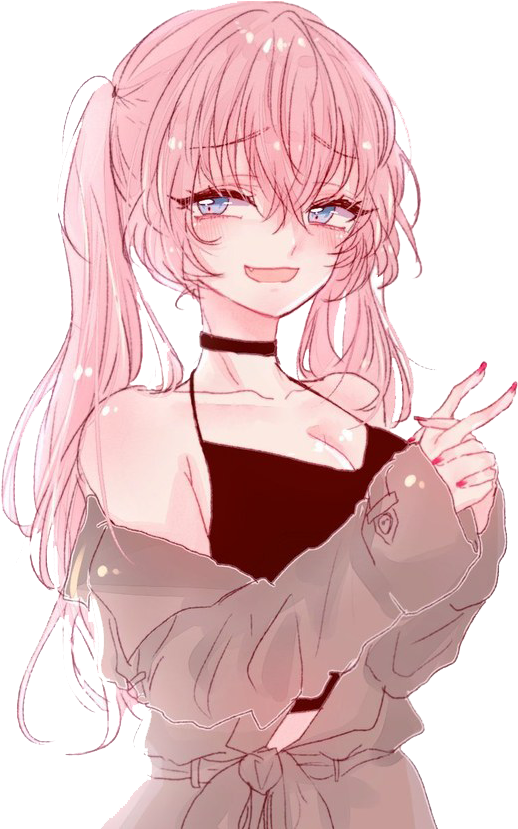 Pink Hair Anime Girl No Background  PNG Play