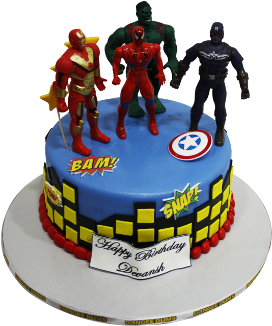 Marvel Cake - Birthday Cake - Free Transparent Png Download - Pngkey