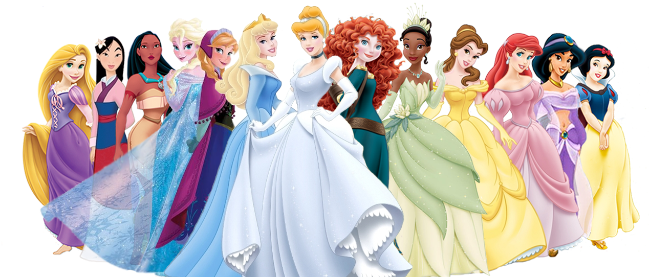 Disney Princess - Disney Princesses Side By Side - Free Transparent PNG ...