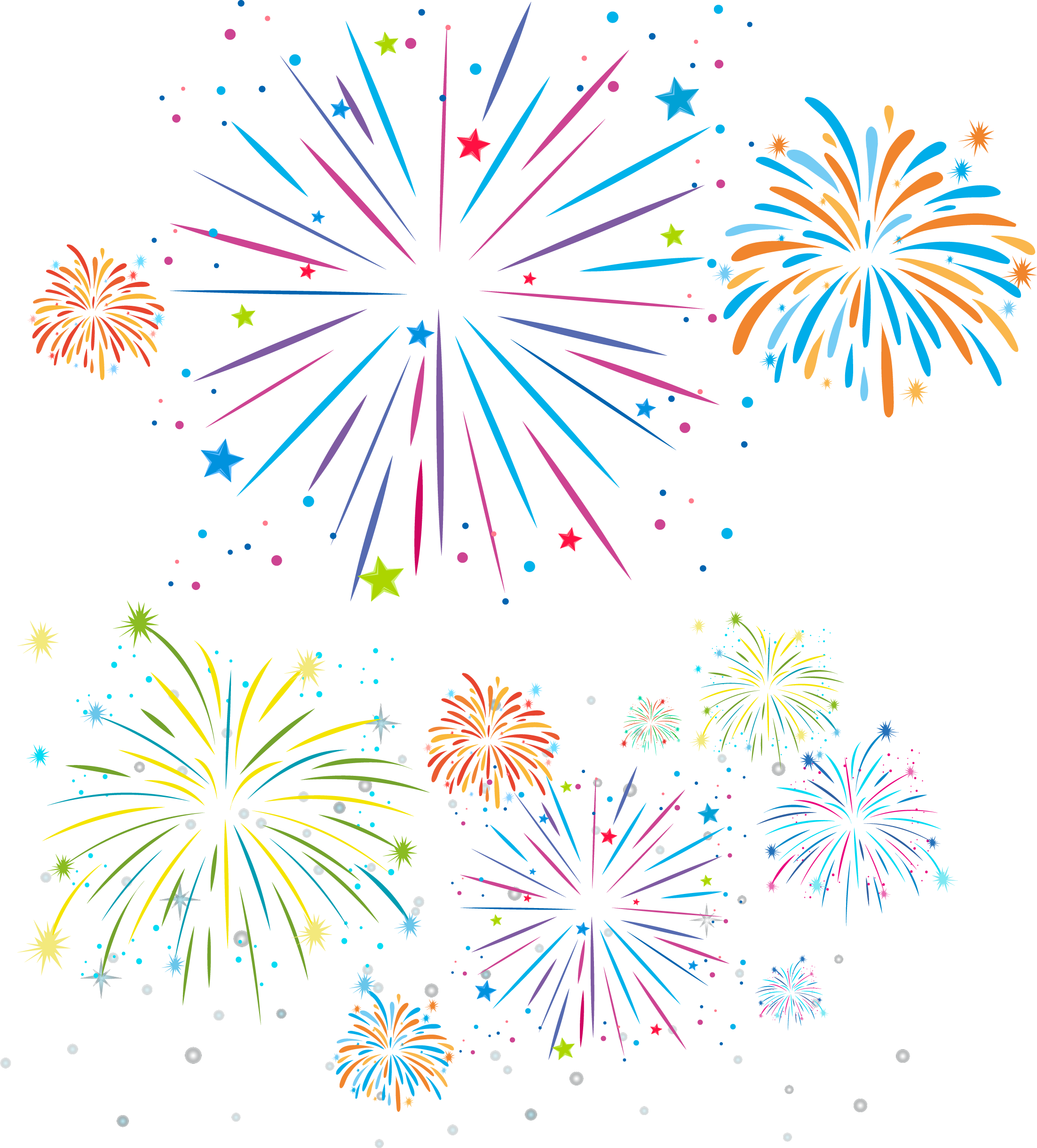 Clip Art Transparent Download Collection Of Free Fireworks - Dibujos De Fuegos Artificiales (2205x2440), Png Download