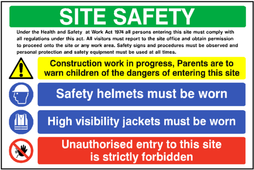 Download Site Safety Construction Sign - Site Health And Safety Board ...