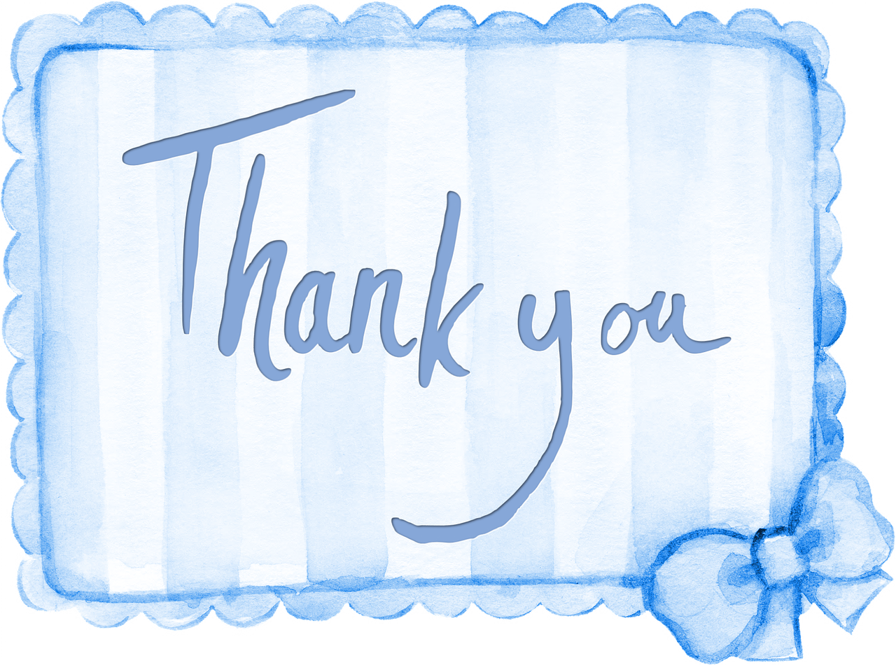 Thank You Sentiment Card - Terima Kasih Warna Biru (1280x950), Png Download