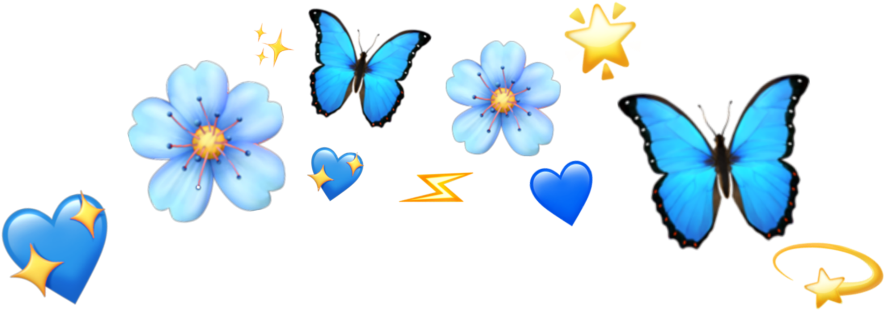 Download Butterfly Blue Emoji Heart Shine Lightning Tumblr Cute Papilio Png Image With No Background Pngkey Com