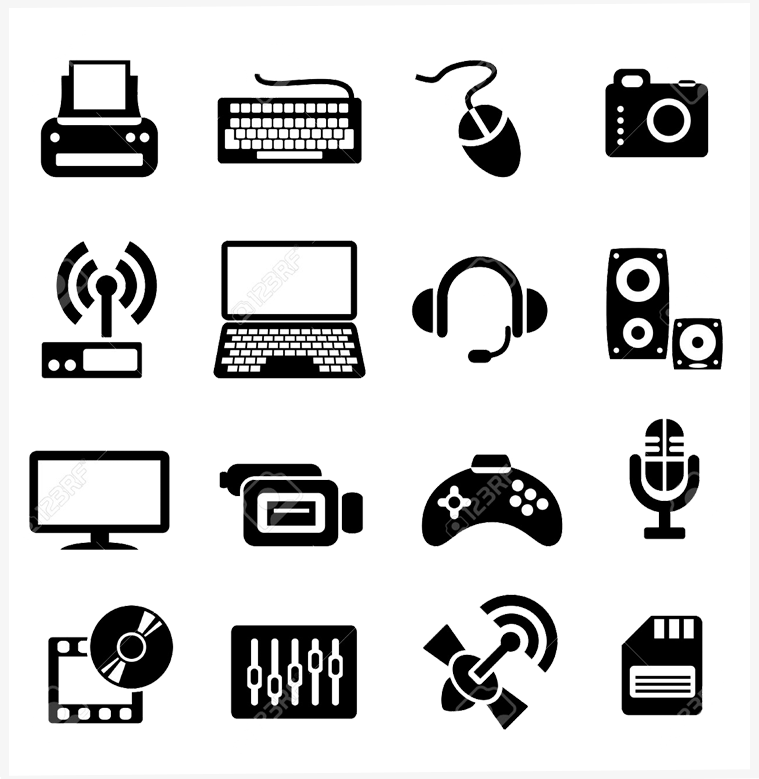 Set Vector Computer Icons Of Computer Devices And Communication ...