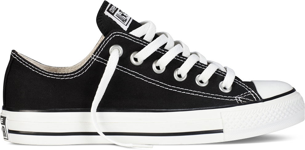 Black And White Low Cut Converse PNG 