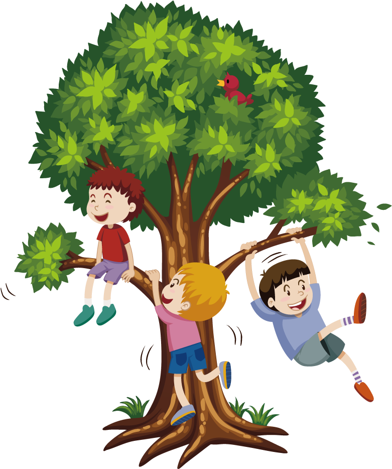 boy behind the tree clipart