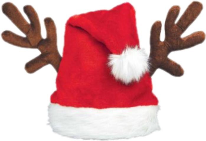 Santa Hat With Reindeer Antlers - Free Transparent PNG Download - PNGkey