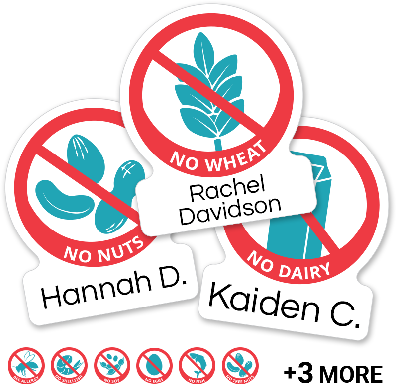 Download Allergy Labels With Icons For Peanuts, Nuts, Dairy - Allergy ...