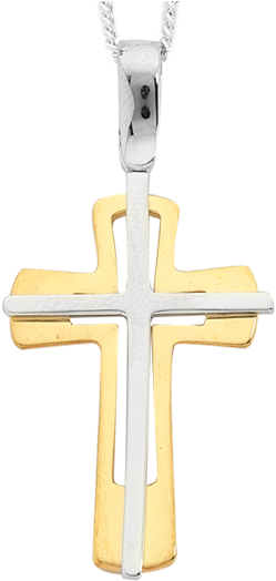 Download 9ct Two Tone Gold Cross - Gold PNG Image with No Background ...