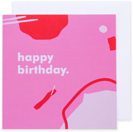 Happy Birthday Greeting Card Pink And Red Playful - Paper - Free ...