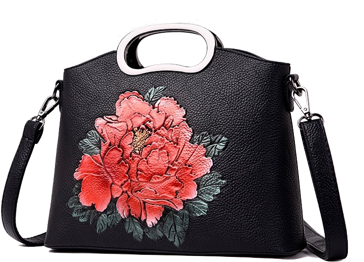 Download Black Flower Bag ~ 4 Colors ~ Top Handle Women Handbag ...