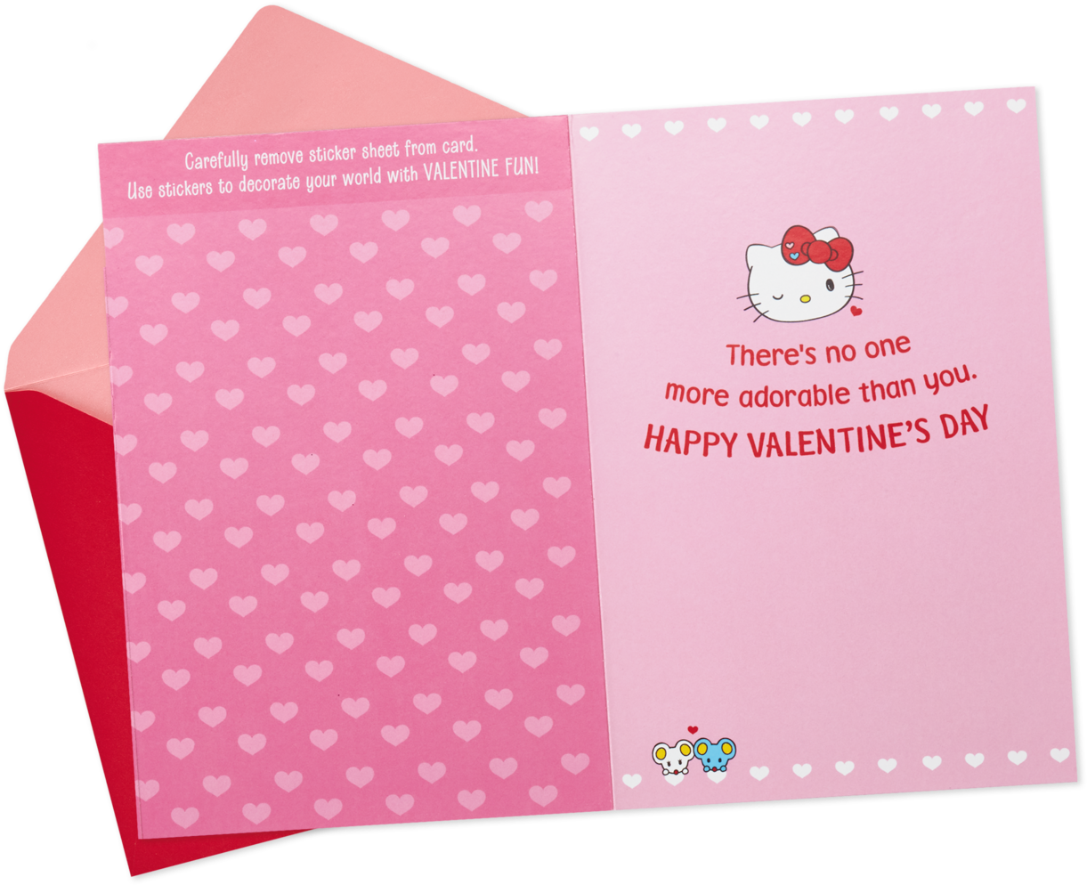 Hello Kitty® Valentine's Day Card With Stickers (1470x1470), Png Download