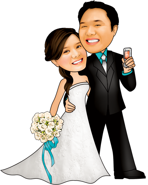 Wedding Couple Caricature Png - Free Transparent Png Download - Pngkey