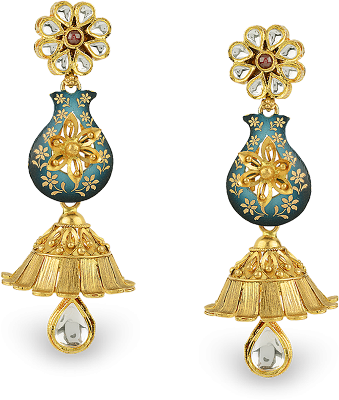 Transparent Gold Earring Png - Jewelry Design Gold Earrings, Png Download -  kindpng