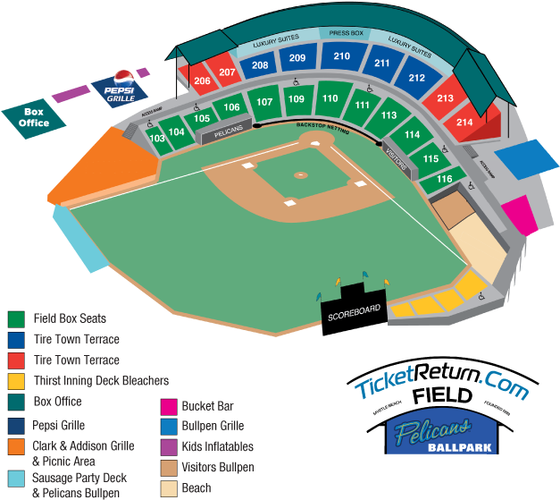 Download Seating Map Myrtle Beach Pelicans Stadium PNG Image with No