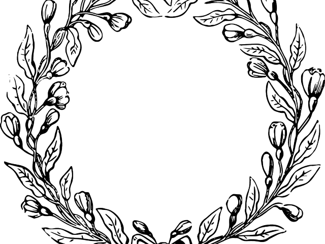 Drawn Wreath Transparent Background - Wreath Black And White - Free