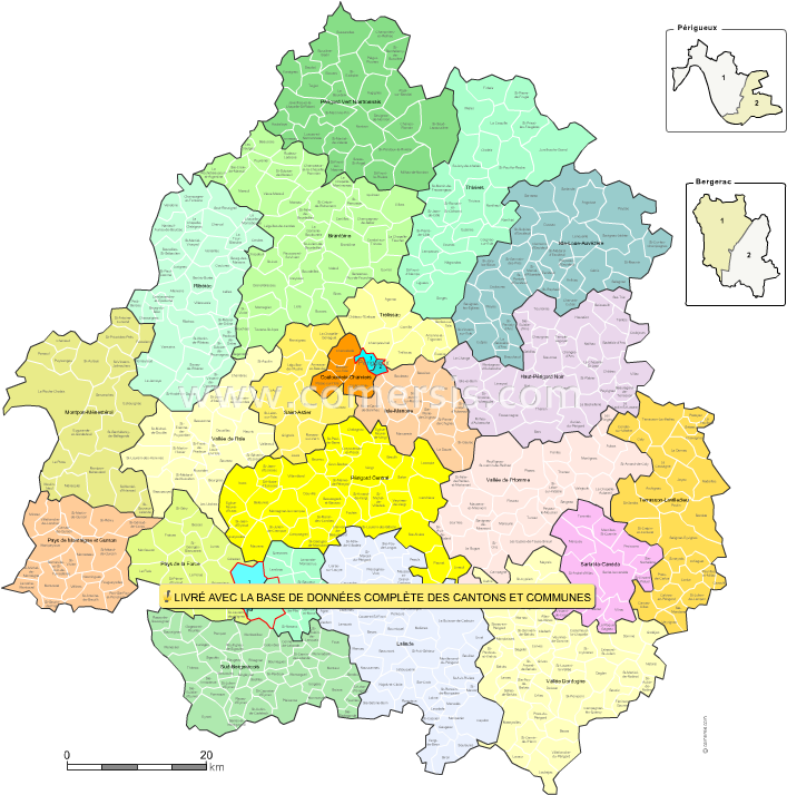Download Dordogne Counties Map With Names For Word And Excel - Region ...