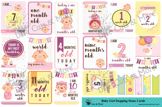 Download Baby Girl Stepping Stone Cards - Label PNG Image with No ...