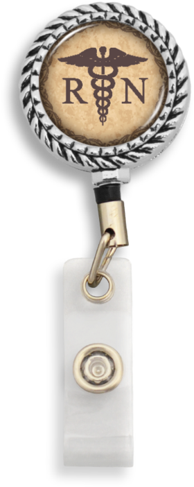 Rn Vintage Caduceus Badge Reel - Locket (740x740), Png Download