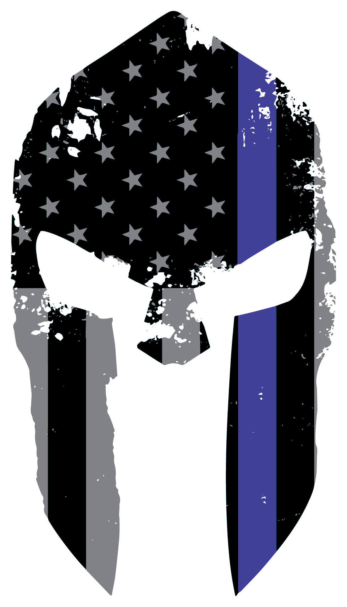 Tattered Spartan Helmet Us Flag Police Support Subdued - Green Line Us